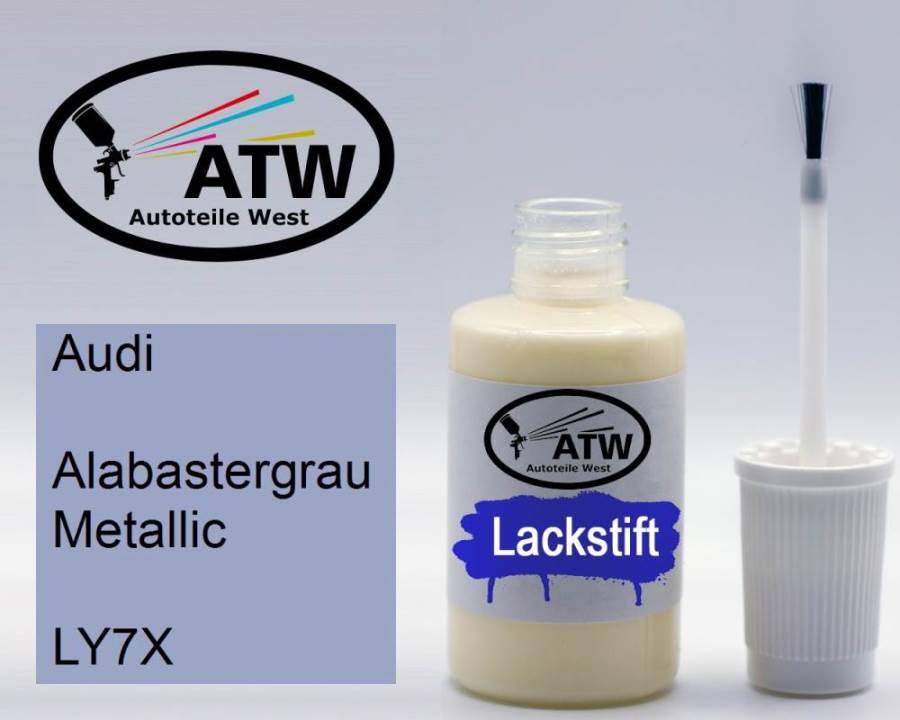 Audi, Alabastergrau Metallic, LY7X: 20ml Lackstift, von ATW Autoteile West.